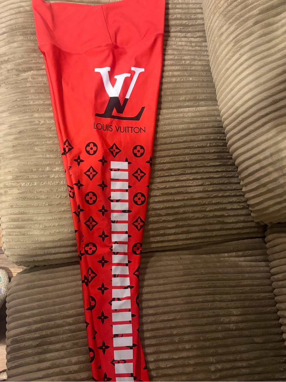 Louis Vuitton Red Logo Monogram Kids Leggings
